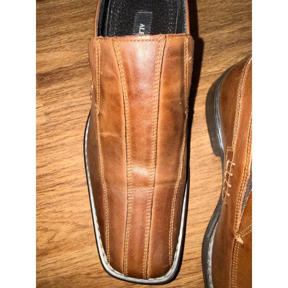 Alfani Mens Pablo Brown Leather Square Toe Slip On Loafers Dress Shoes Size 11 M - Picture 2 of 10